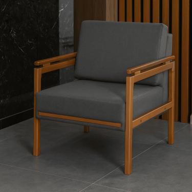 Imagem de Poltrona Decorativa Montreal Linho Grafite Casa Imperial