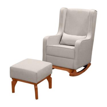Imagem de Poltrona De Leitura Com Puff Retrô Linho Bege DS Home