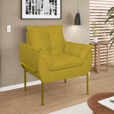 Imagem de Poltrona Decorativa Opala Recepção Clínica Estética Suede Dourado Amarelo Balaqui Decor