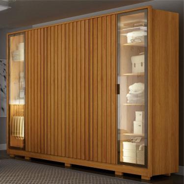 Imagem de Guarda Roupa Casal Ripado 6 Portas de Bater 2 Portas Reflecta 6 Gavetas Like Yescasa Cinamomo