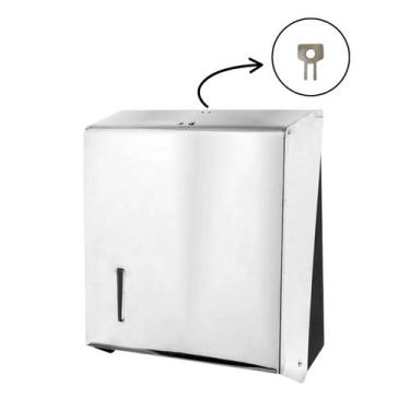 Imagem de Dispenser de Papel Toalha Inox branco Interfolhas Sem Porta Cadedado -