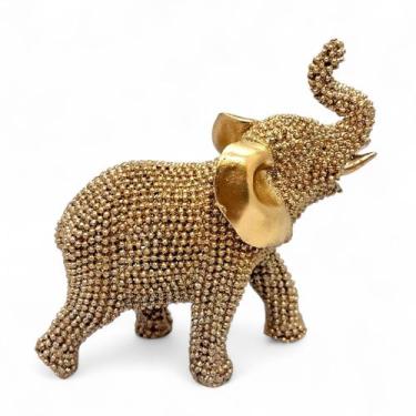 Imagem de Estátueta Elefante Dourado com Detalhes Brilhantes 10 cm - Flash