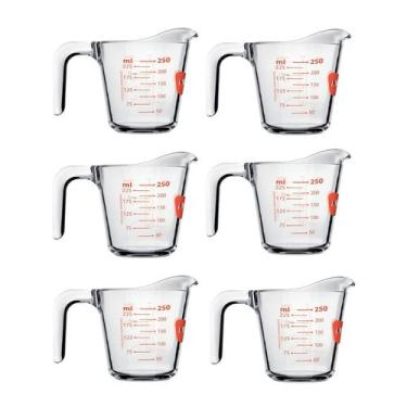 Imagem de Kit 6 Jarras Medidoras Vidro Medidas 250ml Copo Dosador Alça - Nadir F