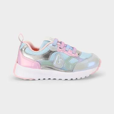Imagem de Tênis Infantil Bibi Jogging Azul com Rosa-Feminino