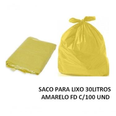 Imagem de Saco para Lixo Reforçado 30L Amarelo Fardo com 100 Unidades 2KG Higipack