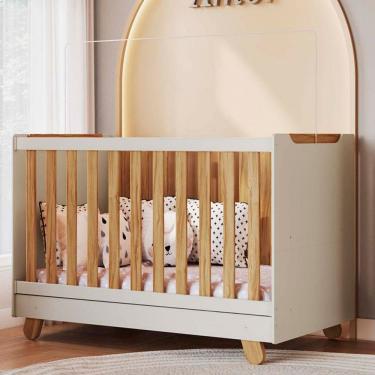 Imagem de Berço Zuri Minicama 4 em 1 Americano 100% Mdf Off White/Amêndoa - Móveis Peroba