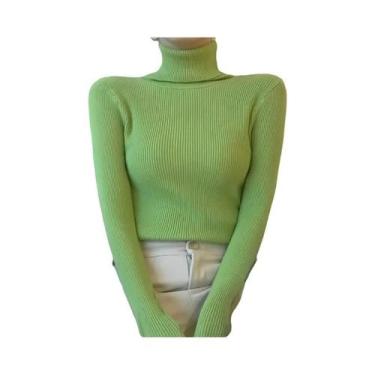 Imagem de Suéter Feminino De Cashmere Com Gola Alta, Pullover Macio Tricotado, B