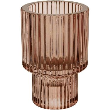 Imagem de CASTIÇAL DECORATIVO PORTA VELA HOME&CO VIDRO 8x6x6cm ROSA