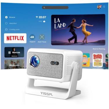 Imagem de Projetor inteligente VISSPL Netflix 4K WiFi Bluetooth Branco
