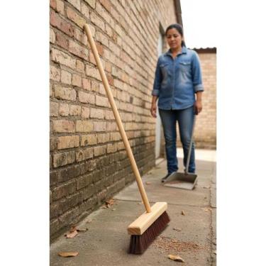 Imagem de 2x Vassourão Piaçava 40cm: Limpeza Pesada Eficaz Cabo Madeir - Congrat