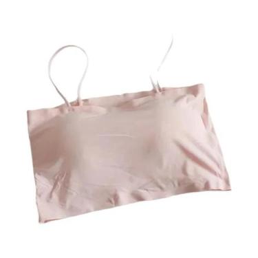 Imagem de Camisola Confortável Para Meninas Sem Arame, Top Simples Com Alças Cru