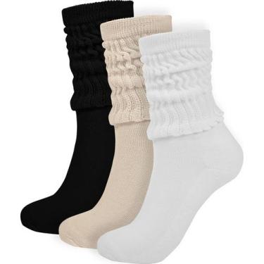 Imagem de Meias cano médio e cano curto slouch macias BomKinta, 3 pares, tamanho