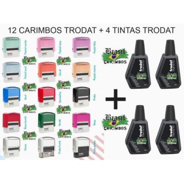Imagem de Kit Trodat de Carimbos e Tintas  12 Unid. Trodat 4911 S/gravação + 4 U