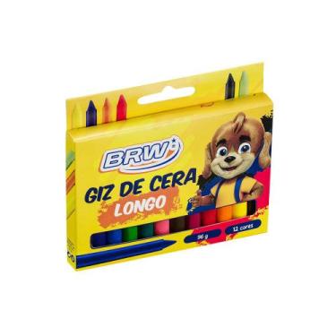 Imagem de Giz De Cera Longo Multicolorido Infantil 12 Cores - BRW