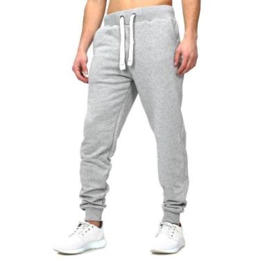 Imagem de Calça Moletom Punho Street Sport Masculina Dia a Dia Macia, Cinza, P