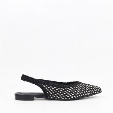 Imagem de Sapatilha Slingback Bico Fino - Valentina, Preto off white, 38