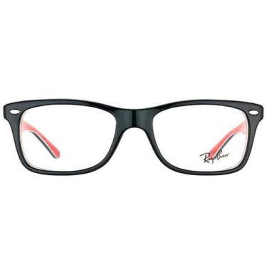 Imagem de Óculos de Grau Ray-Ban RB5228 2479 53-17 Polido Preto sobre Vermelho