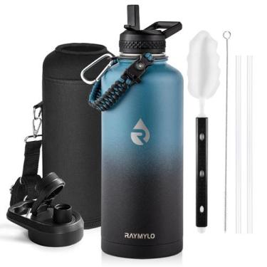 Imagem de Garrafa de água RAYMYLO isolada 2.6L em aço inoxidável índigo/preto