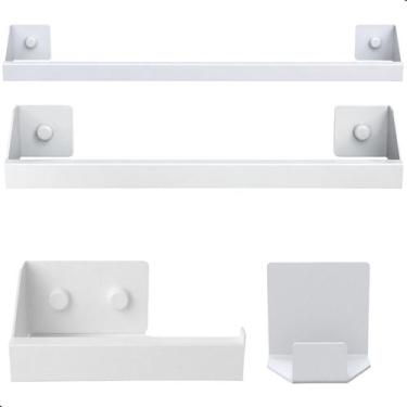 Imagem de Kit Acessórios Para Banheiro Branco 4 Peças Master Slim DF - MetalCrom