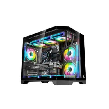 Imagem de Gabinete Gamer Aquário Vidro Temperado Black M-ATX Sem Fonte Com 6 Fan