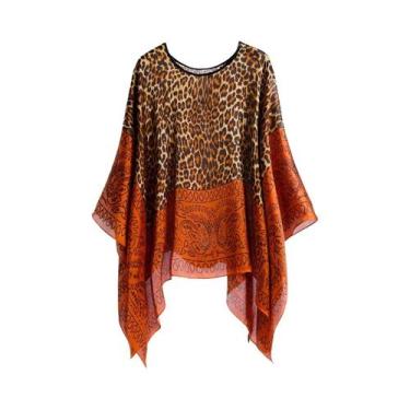 Imagem de Lenço De Seda Luxuoso Feminino 110x110cm Estampa De Designer Xale Hija