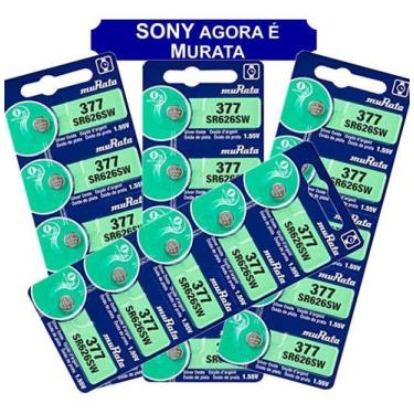 Imagem de Baterias 377 Sony Sr626sw Murata 20 Unidades Relógio Eletronico