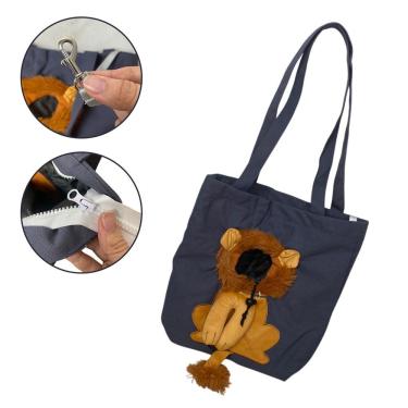 Imagem de Bolsa de Transporte para Pets AB Mídia BSL3906 Gato e Cachorro Estampa Leão Náilon Azul Marinho