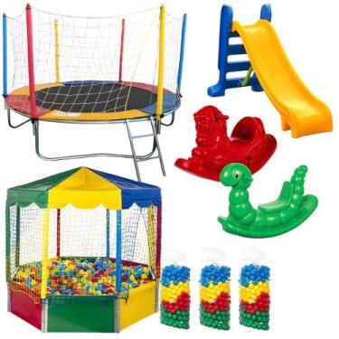 Imagem de Pula Pula Piscina De Bolinhas Escorregador 2 Gangorras - Rotoplay Brin