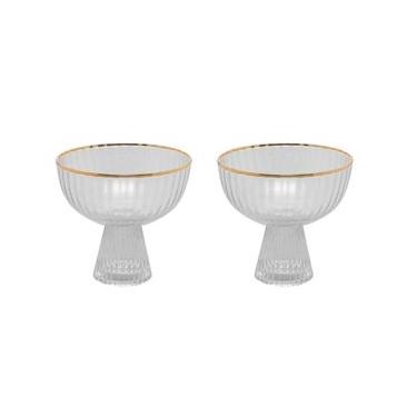 Imagem de Conjunto 02 Taças De Sobremesa De Cristal Com Fio De Ouro 200 Ml Lines Wolff