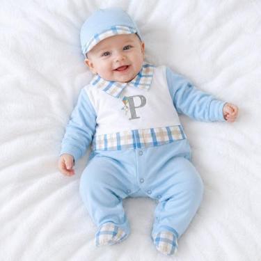 Imagem de Macacão Bebê Menino Bordado Personalizado Letra do Nome - Marias Baby,