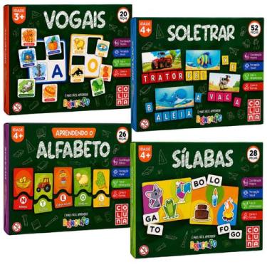 Imagem de Jogo Brinquedo Educativo Escola Alfabetização Pedagógico Kit Vogais Al