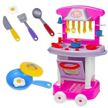 Imagem de Cozinha Infantil Menina Fogãozinho + Frigideira de Brinquedo Acessorio