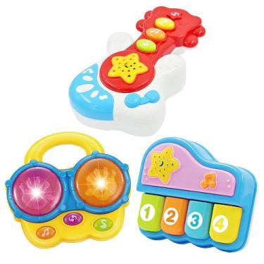 Imagem de Conjunto portátil de 3 brinquedos educativos para aprendizagem musical
