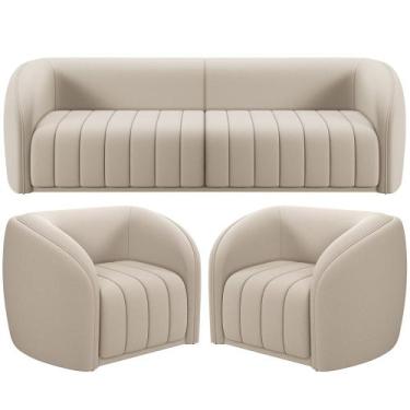 Imagem de Kit Sofá 5 Lugares Para Sala 332cm com 02 Poltronas Lazio M03 Veludo B