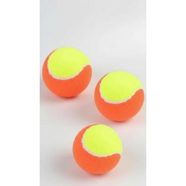 Imagem de Kit 3 Bolas Beach Tennis Baixa Pressão 6cm Laranja/Amarelo - Congratul