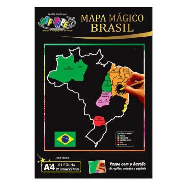 Imagem de Papel Mágico Mapa do Brasil Pedagógico A4 1 Folha Mágica e 1 Bastão pa