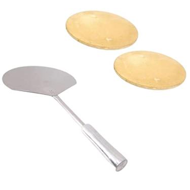 Imagem de Kit Pá Pizza Inox Mais 2 Pedras Refratária 35cm e 30cm Forno