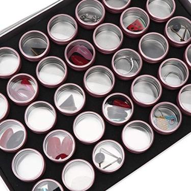 Imagem de Linda e elegante, requintada e durável, caixa de armazenamento de joias para unhas, caixa de armazenamento de manicure, loja de manicure, salão de beleza para casa (um conjunto de 35 grades em ouro rosa + caixa externa prateada)