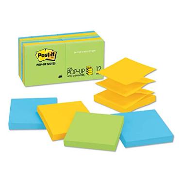 Imagem de Refil pop-up original Post-it R33012AU, 7,6 x 7,6 cm, cores sortidas Jaipur, 100 folhas, pacote com 12