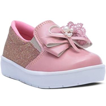 Imagem de Tenis Slip On Popidi Infantil Laço Perola Renda 11.56 (Rosa, BR, Criança de 4 a 8 anos, Numérico, 26)