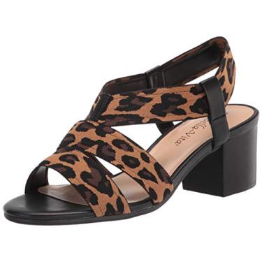 Imagem de Bella Vita Sandália de salto bloco feminina, Oncinha Gore, 7.5 X-Wide