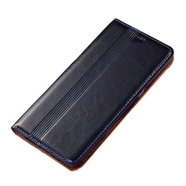 Imagem de Capa carteira para Google Pixel 6/6 Pro com suporte para cartão de crédito, capa de couro legítimo, fecho magnético, flip fólio, proteção contra quedas, capa de telefone à prova de impacto, azul, 6 Pro 17 cm