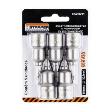 Imagem de Kit Jogo 5 Peças Soquete Canhão Magnético 1/2 Pol. Starfer