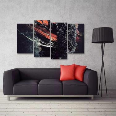 Imagem de Quadro Mulher Abstrato Sala Escritório Em Tecido 4 Peças 1