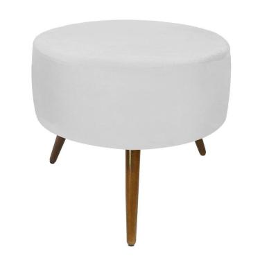 Imagem de Puff Magnus Redondo Branco Decorativo Pé Palito