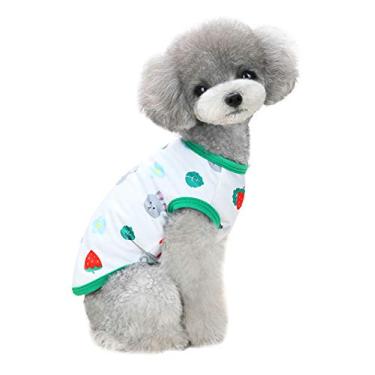Imagem de Camiseta para cães e gatos, colete para cães, camiseta de manga curta com duas leggings, estampa de coelho de dinossauro da Apple, roupas respiráveis para o verão para animais de estimação gatinho