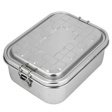 Imagem de Lancheira de camada ¨²nica,recipiente de alimentos Bento A?o inoxid¨¢vel 304 Acess¨®rio dom¨¦stico com anel de veda??o e fivela de trava para estudantes trabalhadores de escrit¨®rio(L), Lancheira Rec