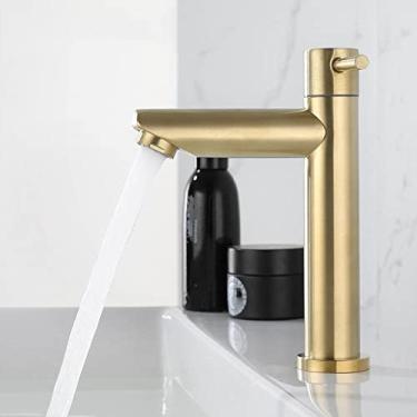 Imagem de Bacia de banheiro de ouro escovado único furo alça fria torneira de chuveiro banho para pia de cozinha torneira de água sus304 ferragens de toalete, único frio(s), china