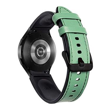 Imagem de Pulseira de Couro Híbrido LTIMPORTS, Compatível com Galaxy Watch 6, Watch6 Classic, Watch 5, Watch5 Pro, Watch 4, Watch4 Classic (Verde Água)