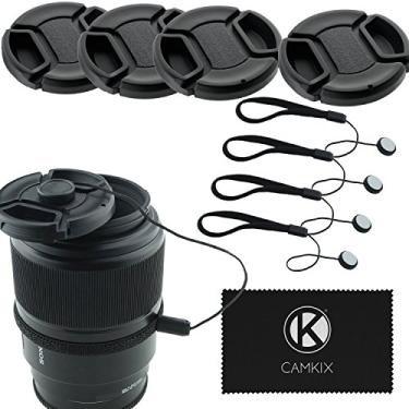 Imagem de Conjunto de tampas de lente – 4 tampas de encaixe para câmeras DSLR – 4 protetores de tampa de lente – pano de limpeza de microfibra incluído – compatível com Nikon, Canon, câmeras Sony, Lens Cap Bundle, 52mm